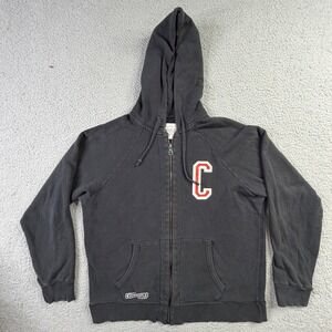 Chipotle Full Zip Hoodie 100% Organic Cotton Faded Black Made In USA Mens L